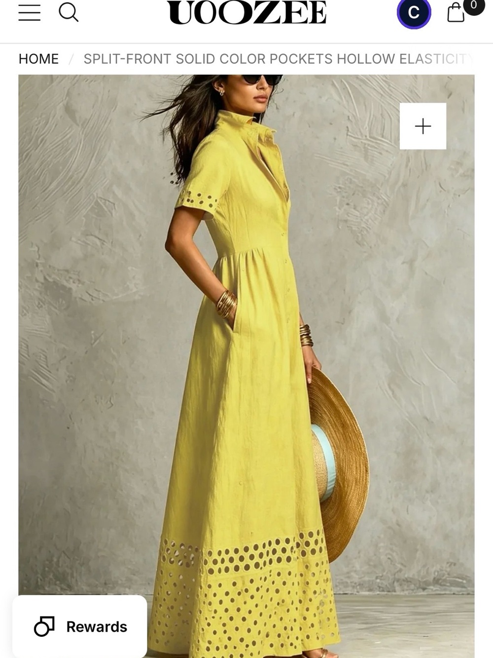 Sunny Yellow Eyelet Maxi Dress with Pockets.